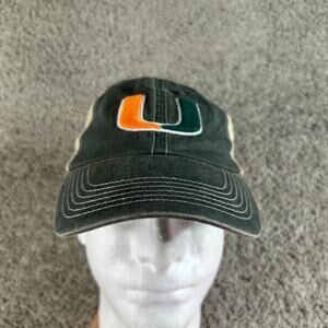 VTG Miami Hurricanes Hat Mens OS Green Orange Mesh Snapback Cap Casual